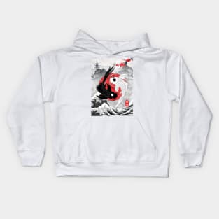 Japanese Koi Fish yingyang Kids Hoodie